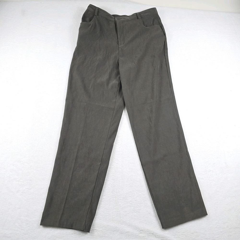 St. Johns Bay Womens 12 Gray Straight Leg Faux Suede Stretch Dress Pants
